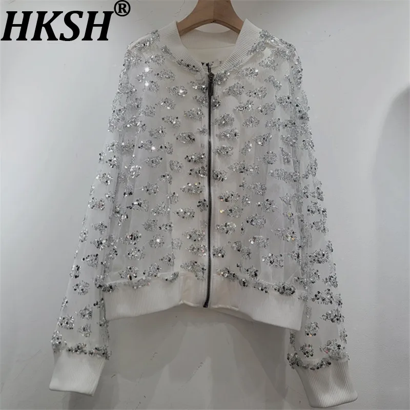HKSH Women Sunproof Jacket Sequined Stand Collar Long Sleeves Zipper Korean High-end Casual Thin Coats New Spring Summer HK21387
HKSH Women Sunproof Jacket Sequined Stand Collar Long Sleeves Zipper Korean High-end Casual Thin Coats New Spring Summer HK21387