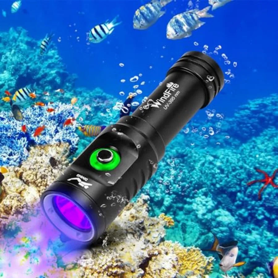 Dive Light, 395 nm UV Scuba Flashlight, Waterproof Black Light Flashlight with Power Indicator for Scuba Diving, Underwater Flu
Dive Light, 395 nm UV Scuba Flashlight, Waterproof Black Light Flashlight with Power Indicator for Scuba Diving, Underwater Flu