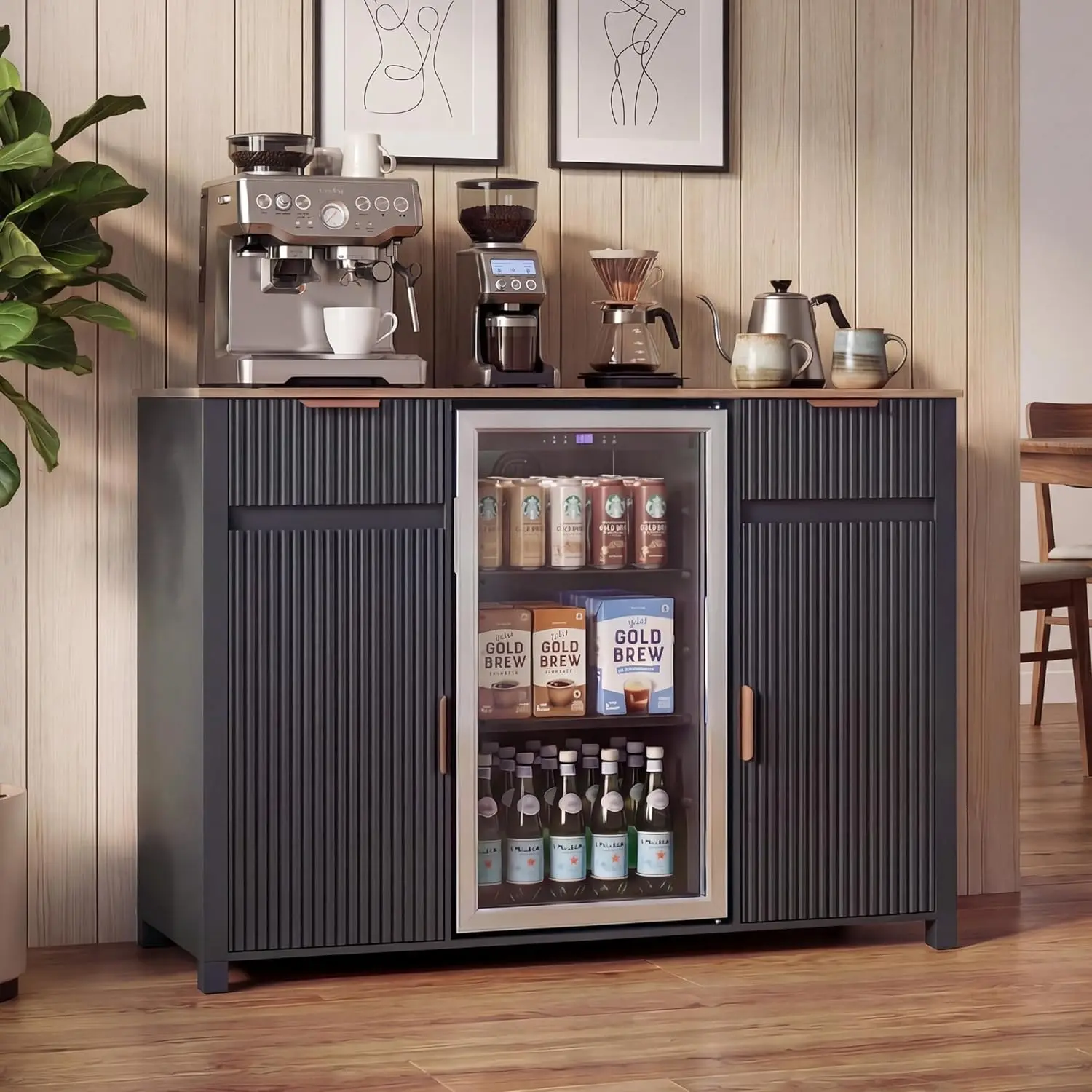 Coffee Bar Cabinet with Fridge Space Power Outlet Storage Buffet Sideboard Kitchen Dining, Customized
Coffee Bar Cabinet with Fridge Space Power Outlet Storage Buffet Sideboard Kitchen Dining, Customized