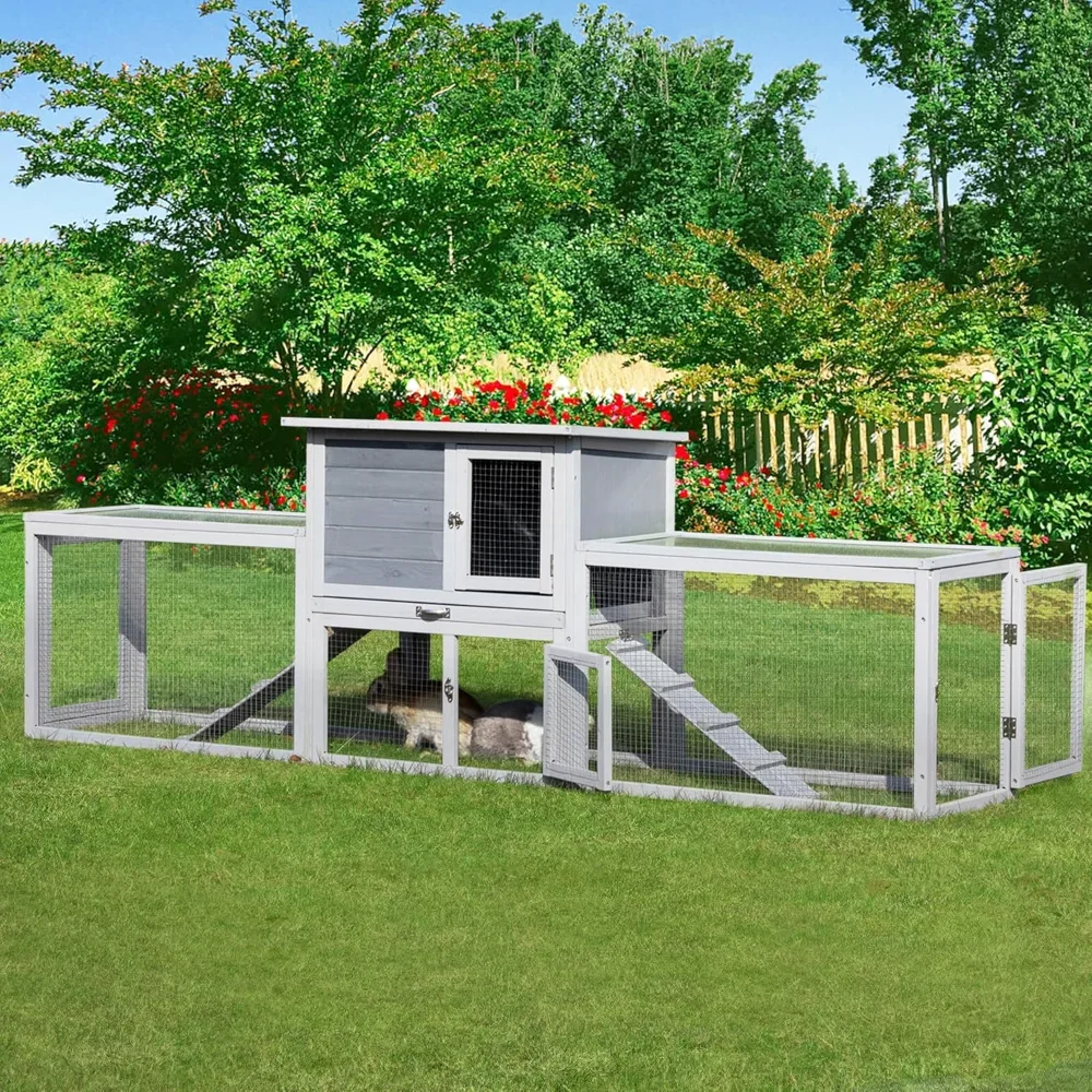 Rabbit Hutch Outdoor, 94.5" Extra Large Bunny Hutch, 2-Story Wooden Rabbit Cage Indoor for 2 or More Bunnies with Pull-Out Tray
Rabbit Hutch Outdoor, 94.5" Extra Large Bunny Hutch, 2-Story Wooden Rabbit Cage Indoor for 2 or More Bunnies with Pull-Out Tray