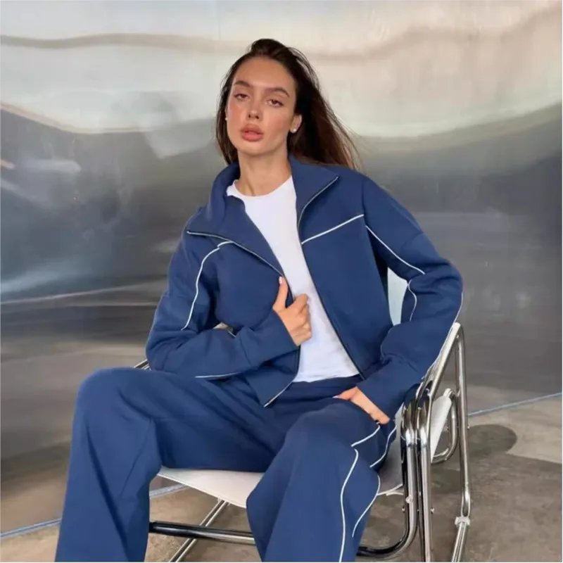 Fashion Sports Pants Sets Women Zipper Stand Collar Long Sleeve Coat High Waist Straight Pants 2 Piece Set Winter Lady Outfits
Fashion Sports Pants Sets Women Zipper Stand Collar Long Sleeve Coat High Waist Straight Pants 2 Piece Set Winter Lady Outfits