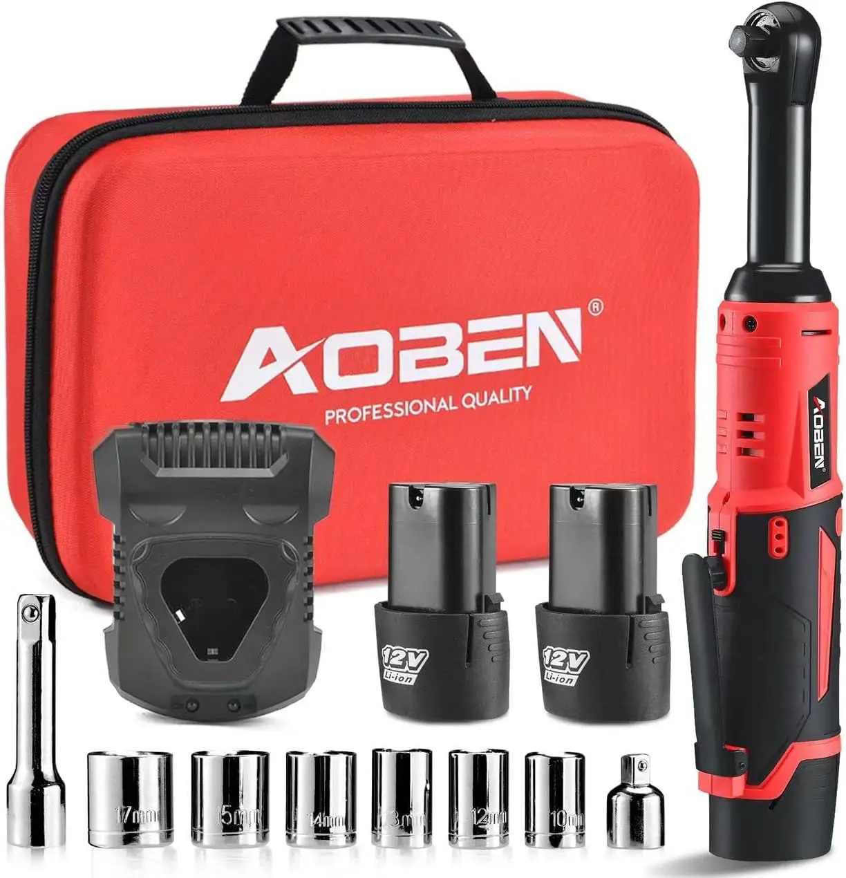 3/8" Cordless Electric Ratchet Wrench Kit with Variable Speed, 40 Ft-lbs Torque, Lithium Batteries for DIY and Auto Repair
3/8" Cordless Electric Ratchet Wrench Kit with Variable Speed, 40 Ft-lbs Torque, Lithium Batteries for DIY and Auto Repair