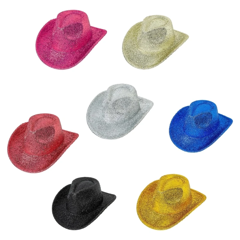 New Cowboy Hats for Womens Solid Color Giltter Trim Wide Brim Female Metalic CowgirlHat Cosplay
New Cowboy Hats for Womens Solid Color Giltter Trim Wide Brim Female Metalic CowgirlHat Cosplay