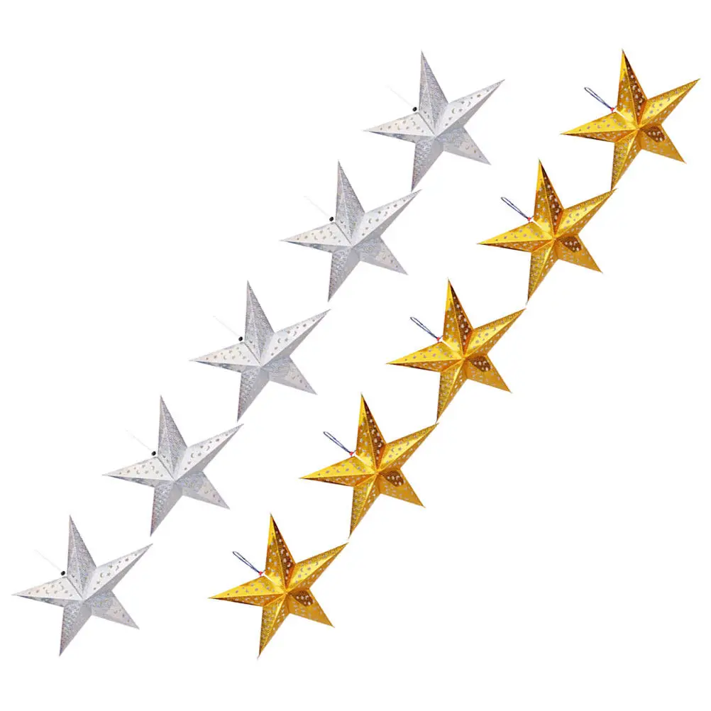 10pcs Pentagram Lampshade Paper Star Pendant Light Hanging nament Xmas Shades Foldable Decorative
10pcs Pentagram Lampshade Paper Star Pendant Light Hanging nament Xmas Shades Foldable Decorative