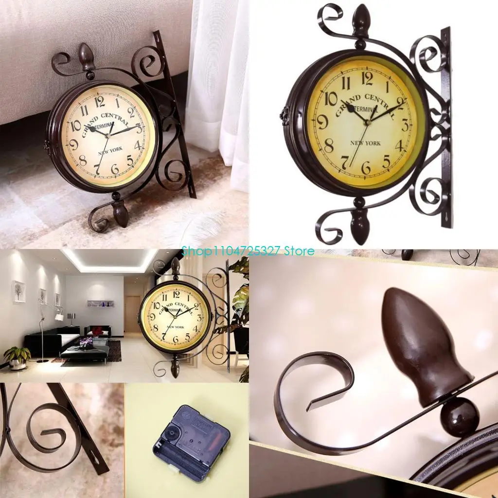 D8KF New European Vintage Clock Innovative Fashionable Double Sided Wall Clock
D8KF New European Vintage Clock Innovative Fashionable Double Sided Wall Clock