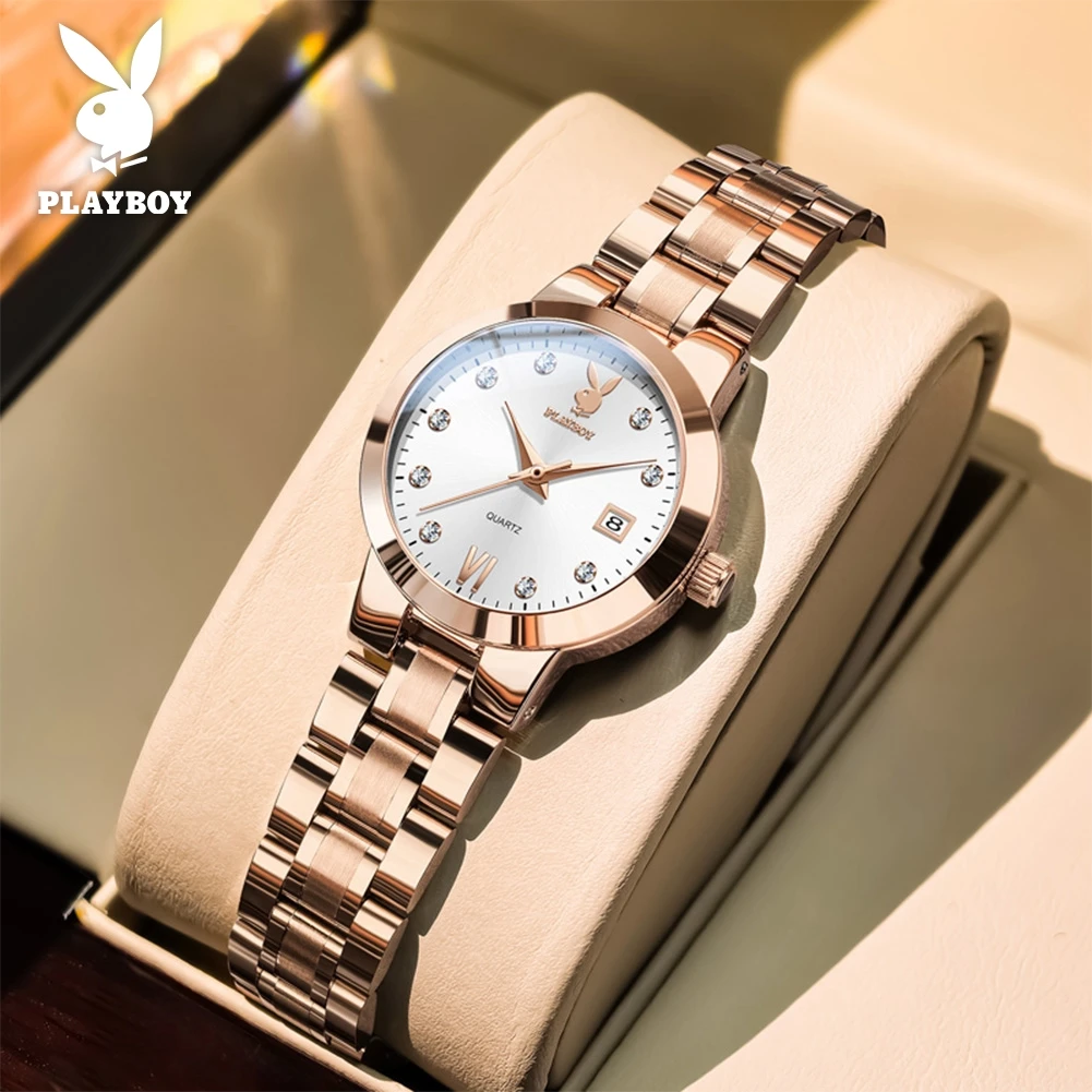 PLAYBOY 3105 Elegant Ladies' Watch Rose Gold Diamond Date Watches Waterproof Stainless steel Quartz Women's Watch
PLAYBOY 3105 Elegant Ladies' Watch Rose Gold Diamond Date Watches Waterproof Stainless steel Quartz Women's Watch
