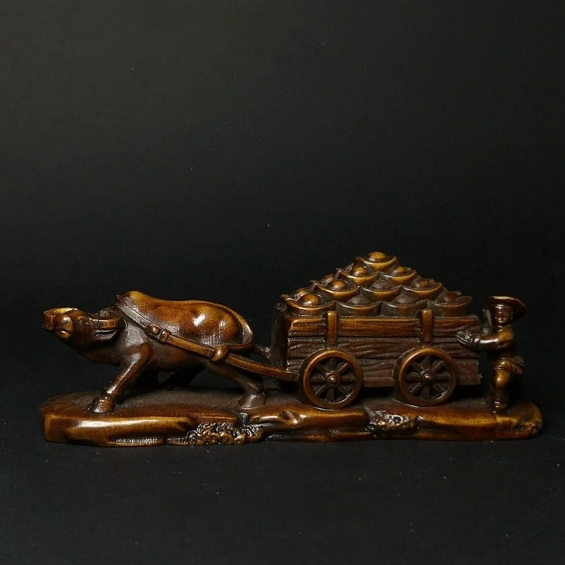 4.3 Inch Chinese boxwood hand carved Pull the cart ingot cow ox old man statue
4.3 Inch Chinese boxwood hand carved Pull the cart ingot cow ox old man statue