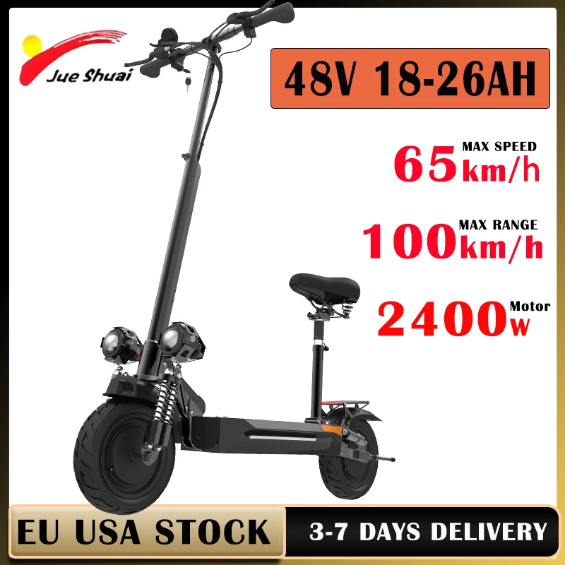 2400W Powerful Electric Scooter US EU Warehouse 65km/h Fast Speed Adult Electric Scooter 100km Long Range 10 inch Tubeless Tires
2400W Powerful Electric Scooter US EU Warehouse 65km/h Fast Speed Adult Electric Scooter 100km Long Range 10 inch Tubeless Tires