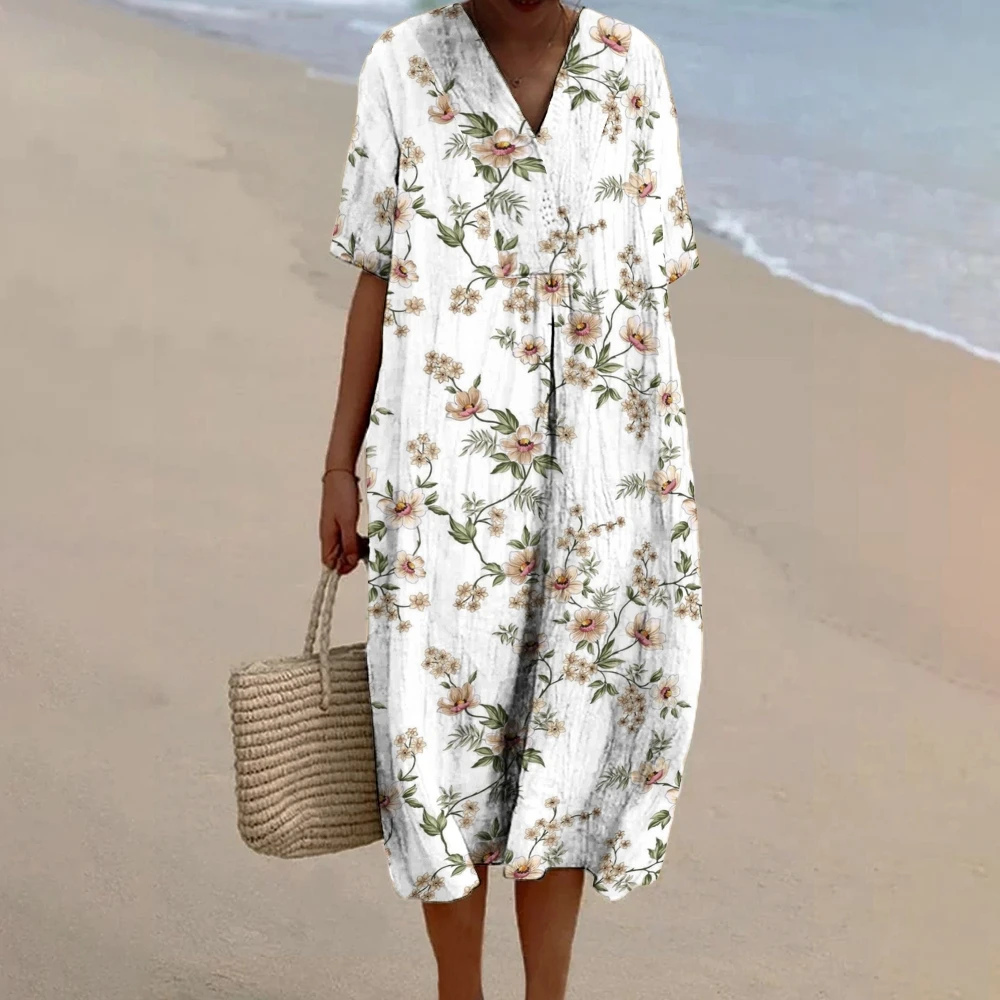 Floral Casual Dress Flower Print Mid-Length Skirt Women's Holiday Casual Long Skirt Breathable Long Dress Boho Floral Dress
Floral Casual Dress Flower Print Mid-Length Skirt Women's Holiday Casual Long Skirt Breathable Long Dress Boho Floral Dress
