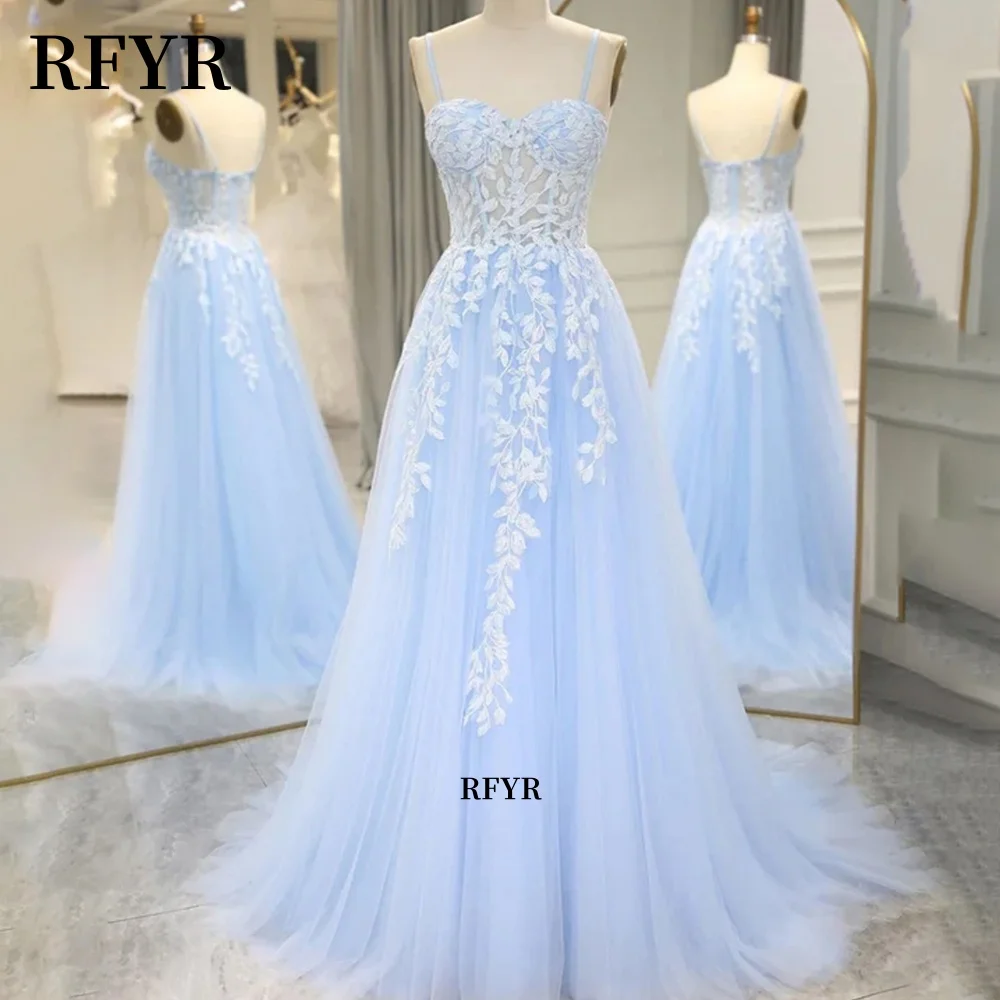 RFYR A Line Party Dress Tulle Swwetheart Evening Dresses for Women Lace Applique Straps Elegant Princess Gowns Customized
RFYR A Line Party Dress Tulle Swwetheart Evening Dresses for Women Lace Applique Straps Elegant Princess Gowns Customized