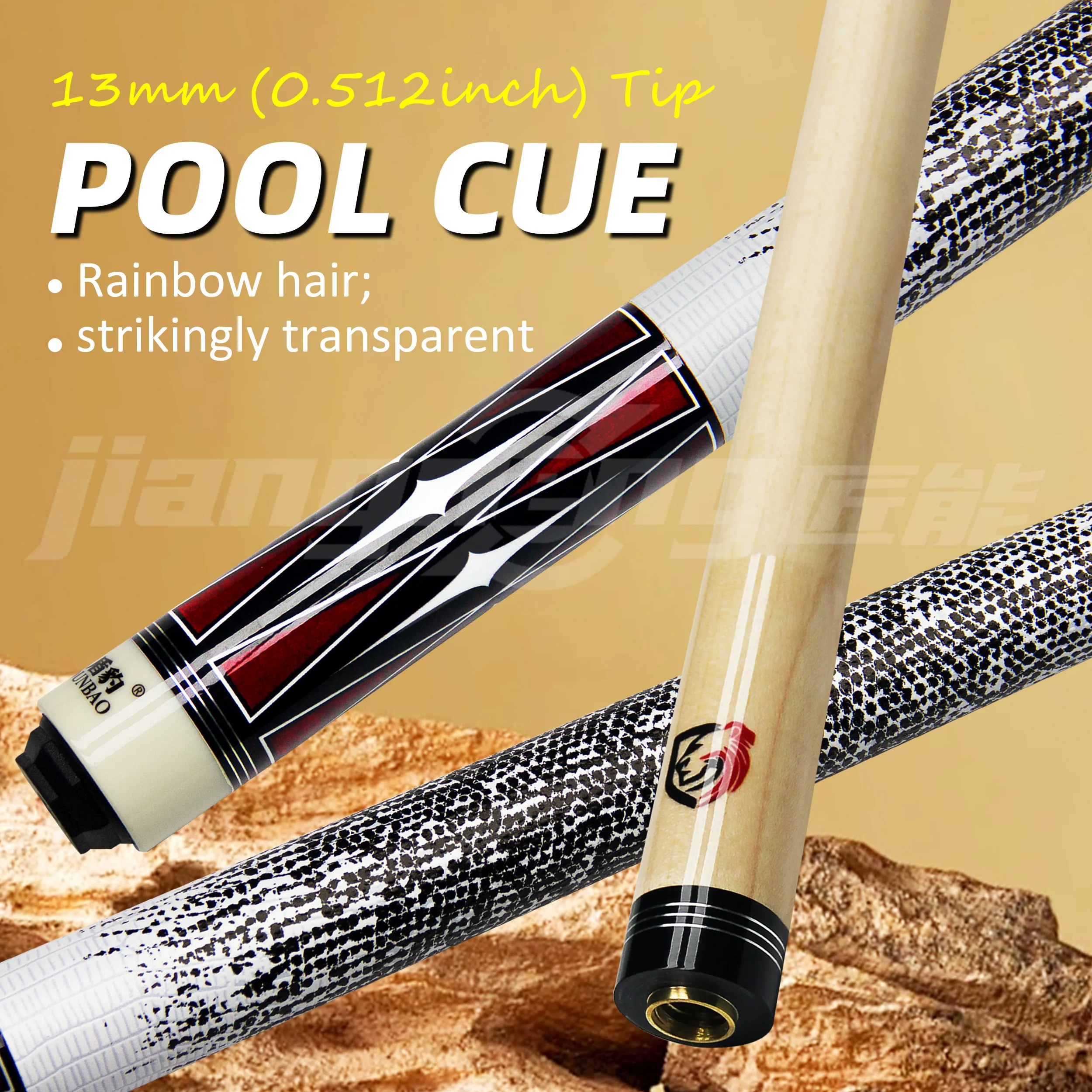 Professional Maple Wood Pool Cue Stick 13mm Rainbow Leather Tip Snake Skin Grip 3 Teeth Joint 146cm Snooker/3 Cushion Billiards
Professional Maple Wood Pool Cue Stick 13mm Rainbow Leather Tip Snake Skin Grip 3 Teeth Joint 146cm Snooker/3 Cushion Billiards