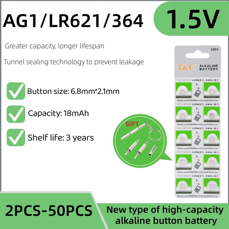 NEW 1.55V AG1 LR621 364 164 531 SR621 SR621SW SR60 CX60 Button Battery for Watch Toys Remote Cell Coin Batteries
NEW 1.55V AG1 LR621 364 164 531 SR621 SR621SW SR60 CX60 Button Battery for Watch Toys Remote Cell Coin Batteries
