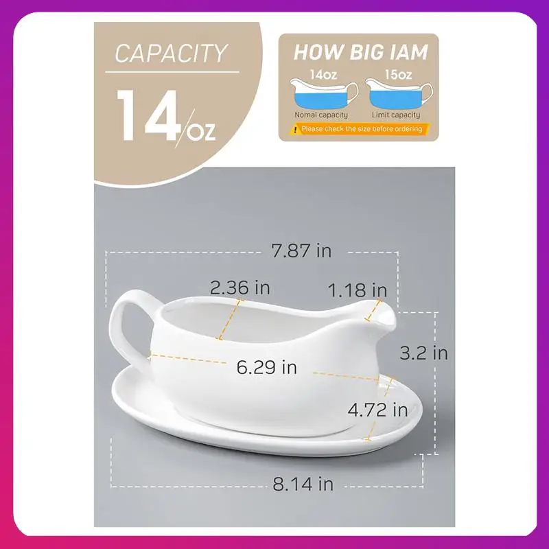 Gravy Boat And Saucer 14 Oz, Sauce Boat With Tray For Salad Dressings Milk,Warming Sauces,Creamer,Broth,White Durable
Gravy Boat And Saucer 14 Oz, Sauce Boat With Tray For Salad Dressings Milk,Warming Sauces,Creamer,Broth,White Durable