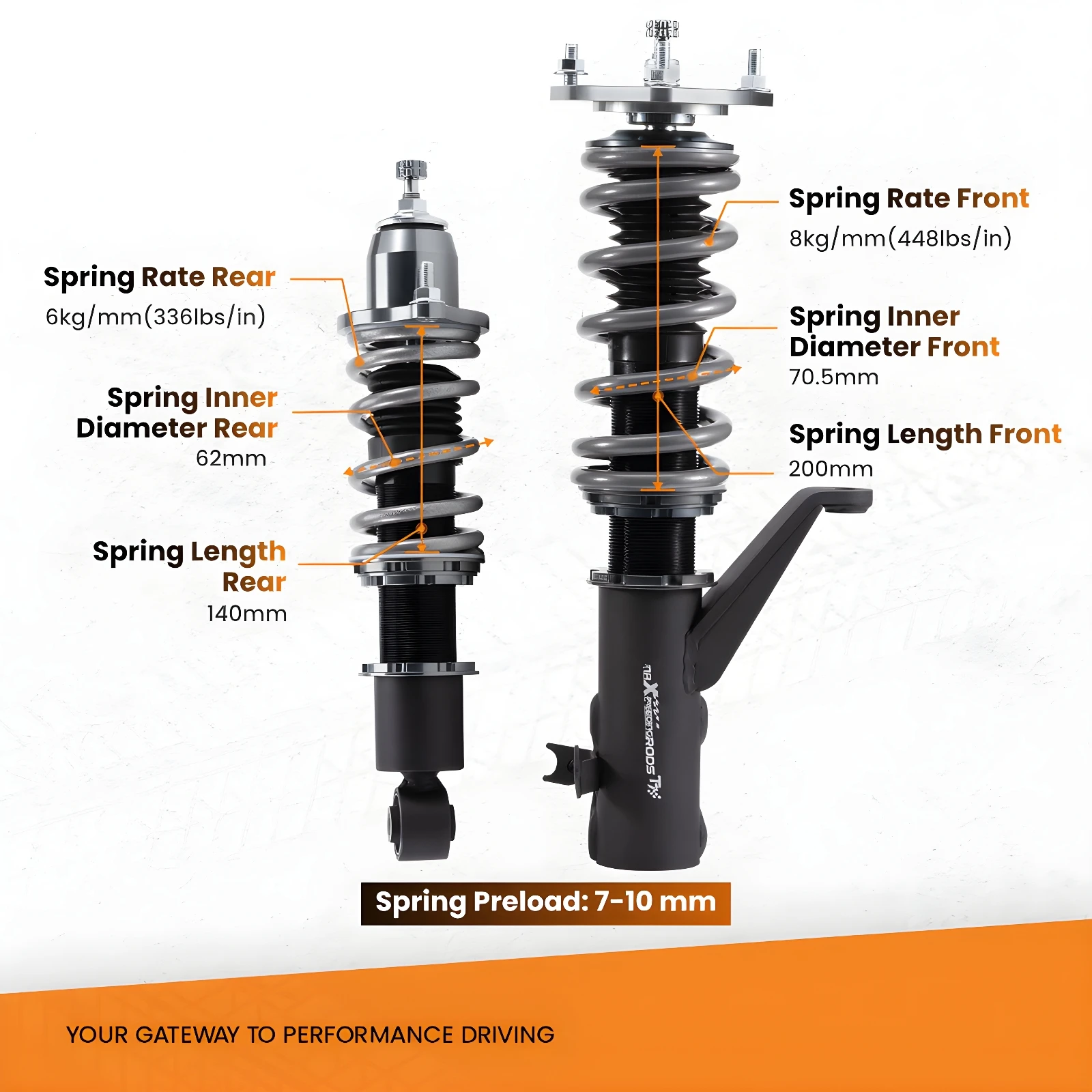 MaXpeedingrods T7 Coilovers Suspension Lowering Kit For Honda Civic (EM2) 01-05
MaXpeedingrods T7 Coilovers Suspension Lowering Kit For Honda Civic (EM2) 01-05