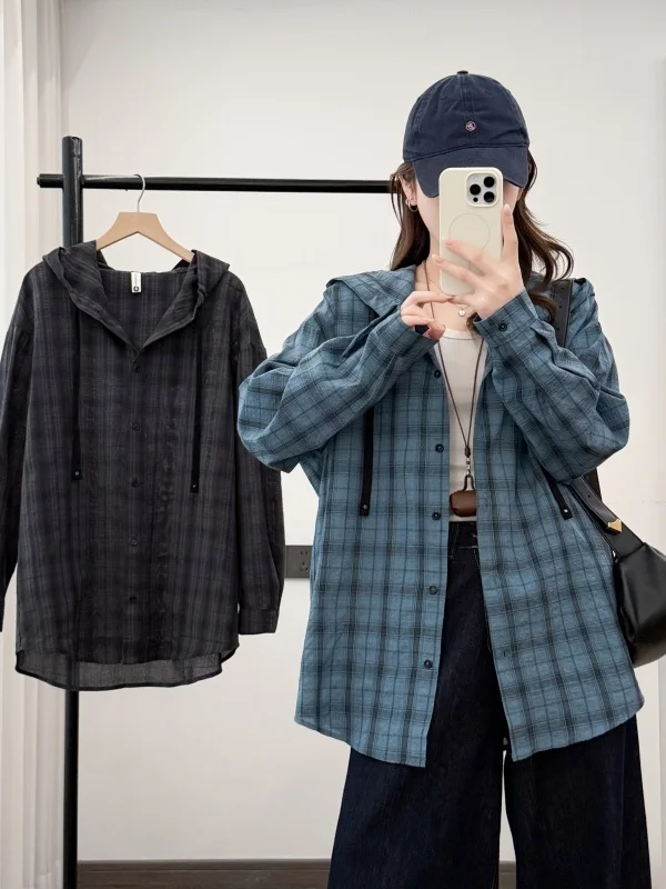 Loose Fit Plaid Hooded Shirt Long Sleeve Thin Outerwear Large Size Women's Casual Versatile Shirt Spring 2026 Daily Wear
Loose Fit Plaid Hooded Shirt Long Sleeve Thin Outerwear Large Size Women's Casual Versatile Shirt Spring 2026 Daily Wear