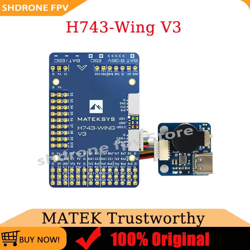 MATEK H743-WING V3 Flight Controller STM32H743VIT6 3-8S Built-in OSD Blackbox 3~8S LiPo for RC Multirotor Fixed-Wing Drone Model
MATEK H743-WING V3 Flight Controller STM32H743VIT6 3-8S Built-in OSD Blackbox 3~8S LiPo for RC Multirotor Fixed-Wing Drone Model