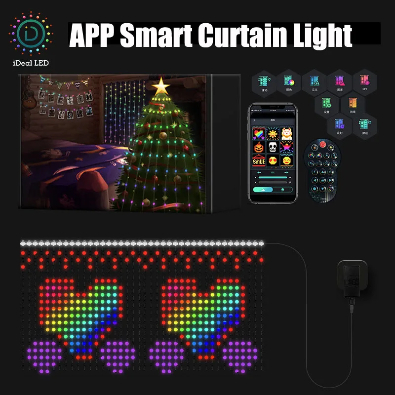 Smart Garland Curtain LED RGB Christmas Fairy Light DIY Pattern Dynamic For Living Room Decor Outdoor Holiday Light
Smart Garland Curtain LED RGB Christmas Fairy Light DIY Pattern Dynamic For Living Room Decor Outdoor Holiday Light