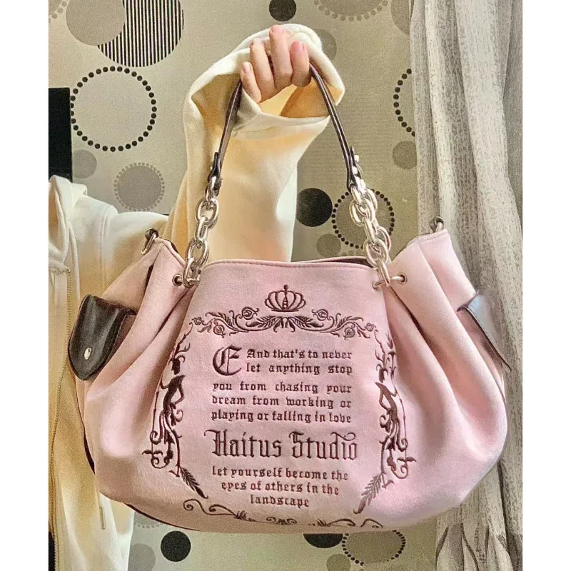 Pink Embroidery Letter Tote Vintage Bag Bags Handbags Women Famous Brands Large Capacity Gothic Handbag Niche Desing Brand Soft
Pink Embroidery Letter Tote Vintage Bag Bags Handbags Women Famous Brands Large Capacity Gothic Handbag Niche Desing Brand Soft