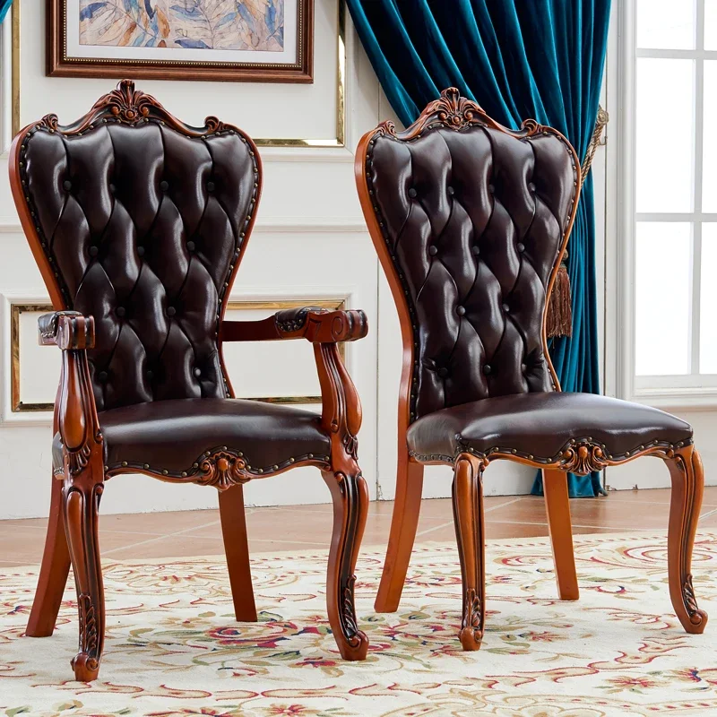 American solid wood armrest chair European leather art soft bag comfortable dining chair sedentary chair study
American solid wood armrest chair European leather art soft bag comfortable dining chair sedentary chair study
