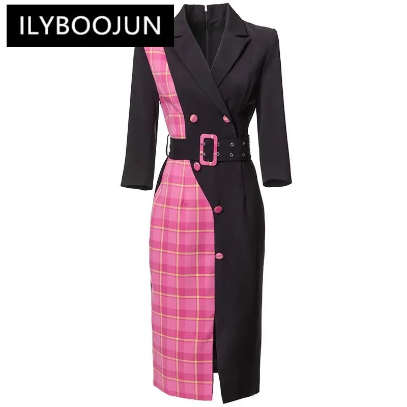 ILYBOOJUN Fashion Women's New Suit Neck Three Quarter Sleeved Plaid Printed Irregular Button Patchwork Belt Pencil MIDI Dress
ILYBOOJUN Fashion Women's New Suit Neck Three Quarter Sleeved Plaid Printed Irregular Button Patchwork Belt Pencil MIDI Dress