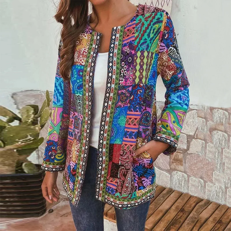Fashion Printed Pocket Round Neck Long Sleeve Shirt Jacket Women 2025 Summer Retro Cardigan Shirt Jacket For Women
Fashion Printed Pocket Round Neck Long Sleeve Shirt Jacket Women 2025 Summer Retro Cardigan Shirt Jacket For Women