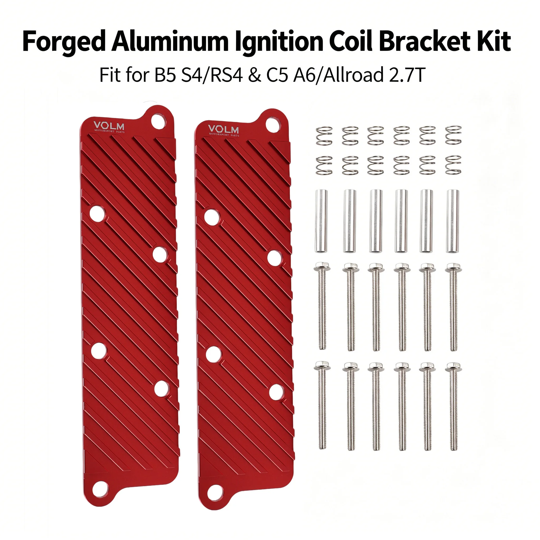 For Audi B5 S4 RS4 C5 A6 2.7 V6 2.7T Conversion Coil Pack Hold Down Bracket Kit VOLM logo
For Audi B5 S4 RS4 C5 A6 2.7 V6 2.7T Conversion Coil Pack Hold Down Bracket Kit VOLM logo