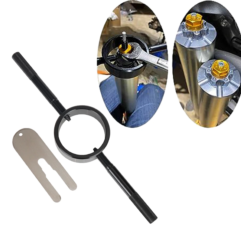 Universal Fork Spring Compressor Tool Kit Stainless Steel Black Radial Pin Spanner for Most Upside Down Sreetbike Forks
Universal Fork Spring Compressor Tool Kit Stainless Steel Black Radial Pin Spanner for Most Upside Down Sreetbike Forks
