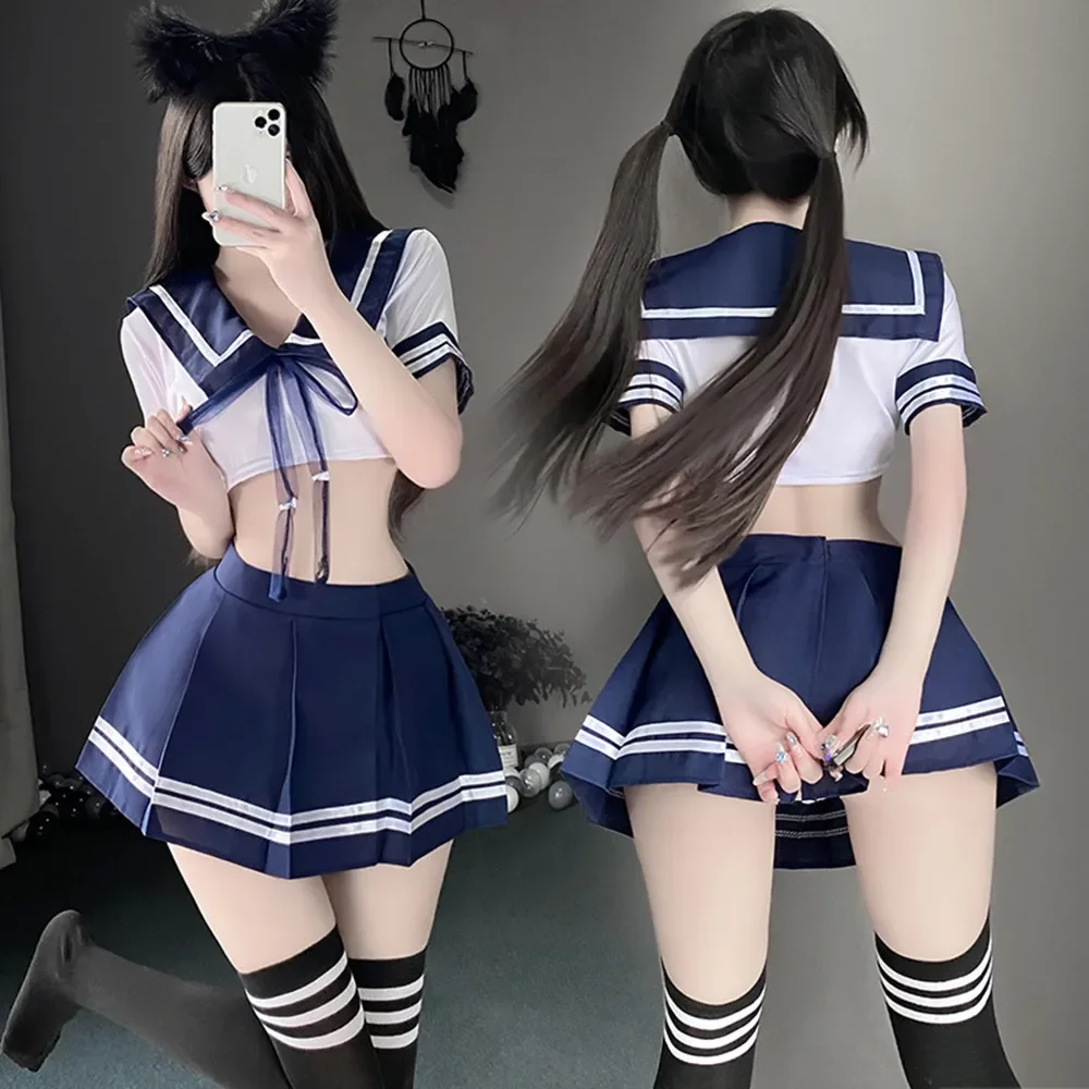 Women's Sexy Schoolgirl Cosplay Lingerie Set - Erotic Sailor Suit Bra and Mini Skirt Underwear Fashion Costume Sexy Costume
Women's Sexy Schoolgirl Cosplay Lingerie Set - Erotic Sailor Suit Bra and Mini Skirt Underwear Fashion Costume Sexy Costume