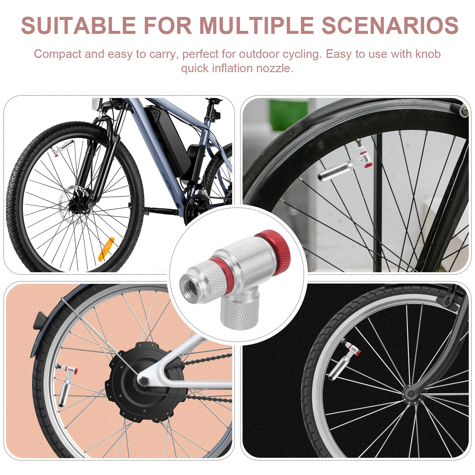 High Pressure Bike CO2 Inflation Adapter Nozzle Fast Gas Tire Connector Suitable for Road Mountain Bikes Knob Design
High Pressure Bike CO2 Inflation Adapter Nozzle Fast Gas Tire Connector Suitable for Road Mountain Bikes Knob Design