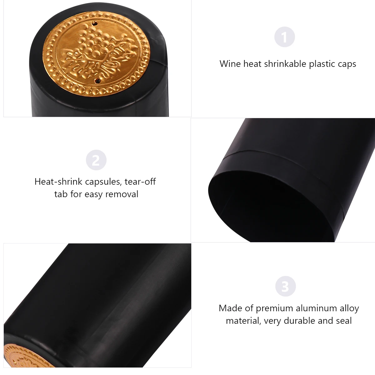 100pcs Heat Bottle Film Shrink Capsules Black Sealing Film For Winery Restaurant Home Use
100pcs Heat Bottle Film Shrink Capsules Black Sealing Film For Winery Restaurant Home Use