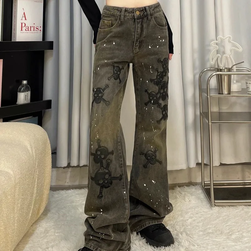 Gothic Grunge Leather Embroidery Slim Jeans Straight Casual Women's Denim Pants Y2k Female Fashion Winter Clothing Trendy 2024
Gothic Grunge Leather Embroidery Slim Jeans Straight Casual Women's Denim Pants Y2k Female Fashion Winter Clothing Trendy 2024