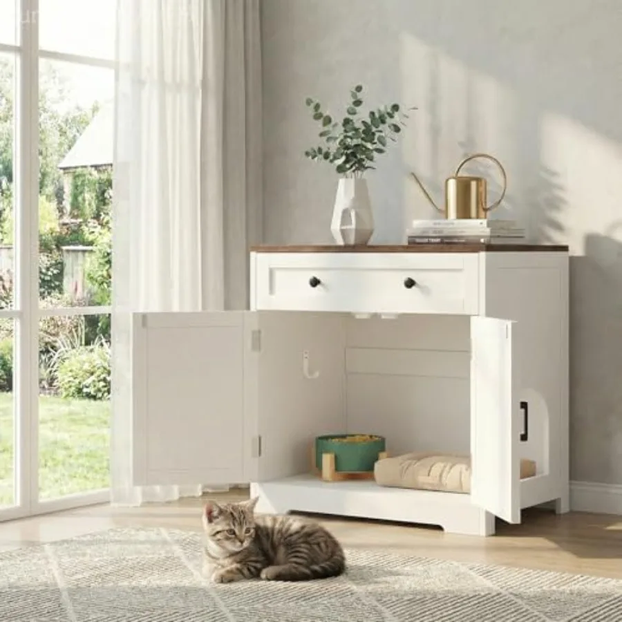Cat Litter Box Enclosure with Storage Drawers, Hidden Litter Box Wooden Furniture, Modern Farmhouse Indoor Cat House, Multifunc
Cat Litter Box Enclosure with Storage Drawers, Hidden Litter Box Wooden Furniture, Modern Farmhouse Indoor Cat House, Multifunc