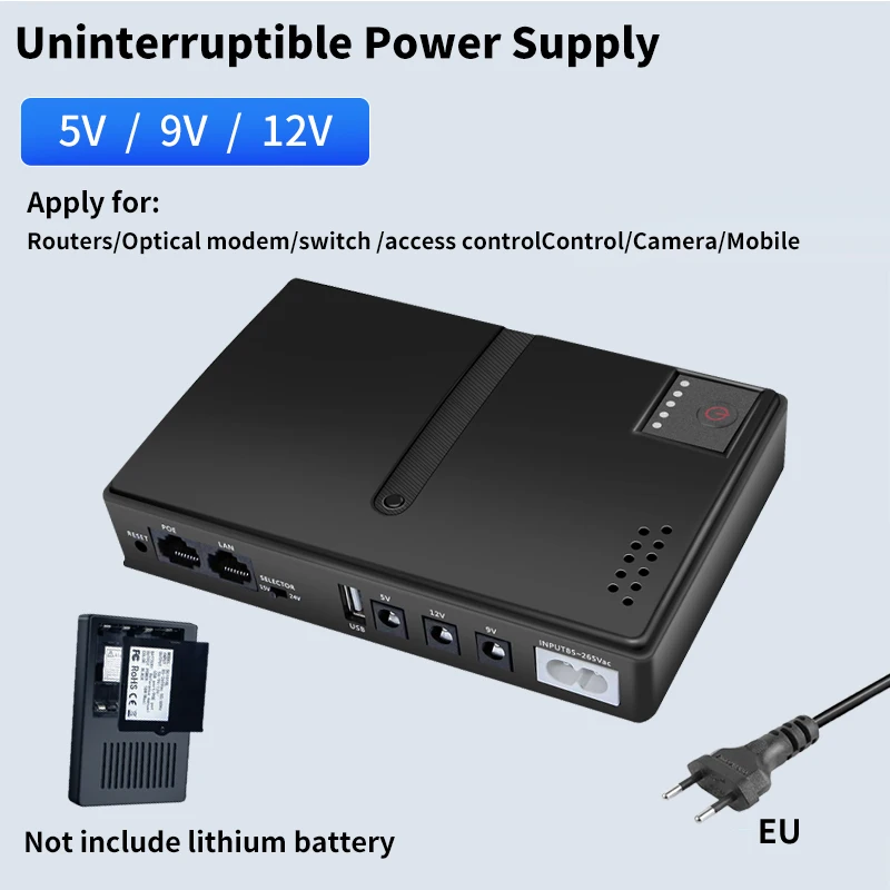 (No battery)Mini UPS Uninterruptible Power Supply UPS 18650 li-ion 5V9V12V Charger Battery Backup for Router Wifi Cell Phone
(No battery)Mini UPS Uninterruptible Power Supply UPS 18650 li-ion 5V9V12V Charger Battery Backup for Router Wifi Cell Phone
