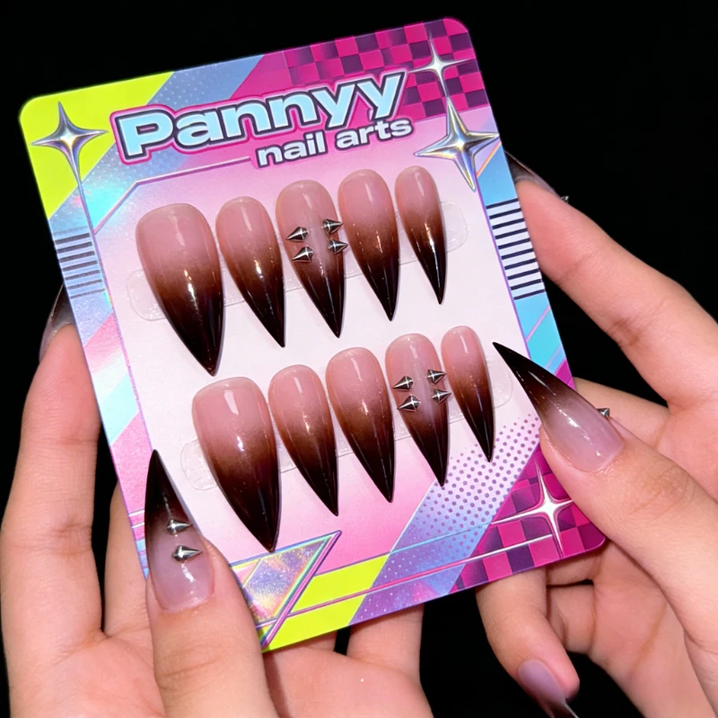 10Pcs Extra Long Stiletto Press on Nails Smoky Gray Black Gradient with Spike Stud Decor 3D Cats Claw Acrylic Fake Nails Tips
10Pcs Extra Long Stiletto Press on Nails Smoky Gray Black Gradient with Spike Stud Decor 3D Cats Claw Acrylic Fake Nails Tips