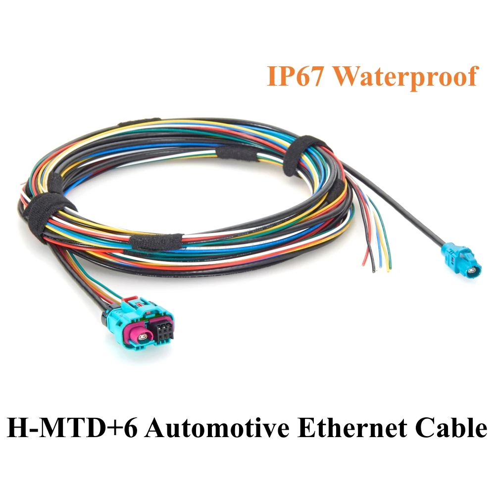 IP67 Waterproof Rosenberger H-MTD Z Code Automotive Ethernet Cable with 6 Pin MQS Leads 10Gbps E6K14M-1CAZ5-Z to E6K10A-1CAZ5-Z
IP67 Waterproof Rosenberger H-MTD Z Code Automotive Ethernet Cable with 6 Pin MQS Leads 10Gbps E6K14M-1CAZ5-Z to E6K10A-1CAZ5-Z