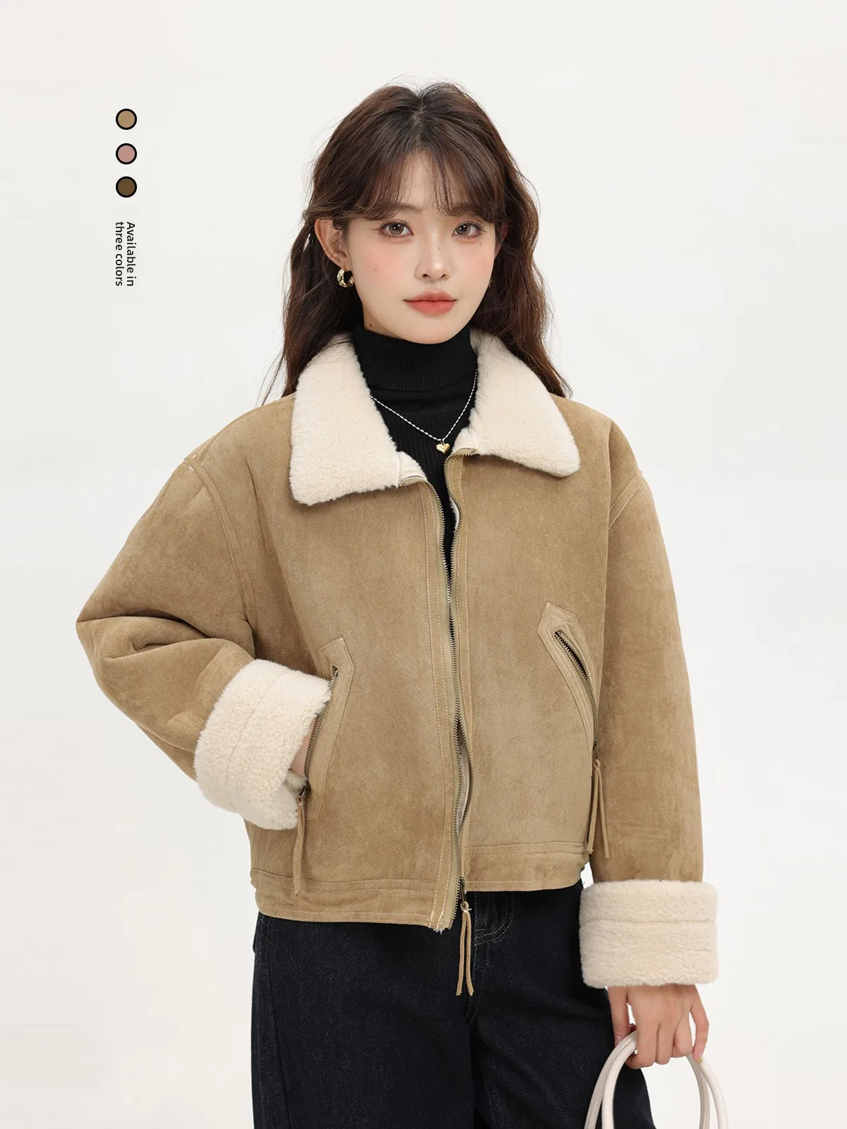 Korean Sle ort Lamb Fur Jaet Collar Zipper Thiened Winter Outerwear Women's Faion Ele Retro Coat
Korean Sle ort Lamb Fur Jaet Collar Zipper Thiened Winter Outerwear Women's Faion Ele Retro Coat