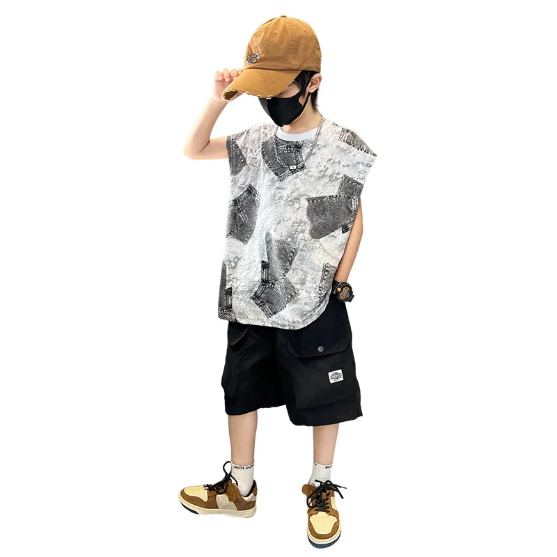 Boys Summer Clothing Sets Sleeveless Top + Shorts Two Pieces Soft Cotton Outfits for Kids Child Age 5 6 7 8 9 10 11 12 13 14 Y
Boys Summer Clothing Sets Sleeveless Top + Shorts Two Pieces Soft Cotton Outfits for Kids Child Age 5 6 7 8 9 10 11 12 13 14 Y