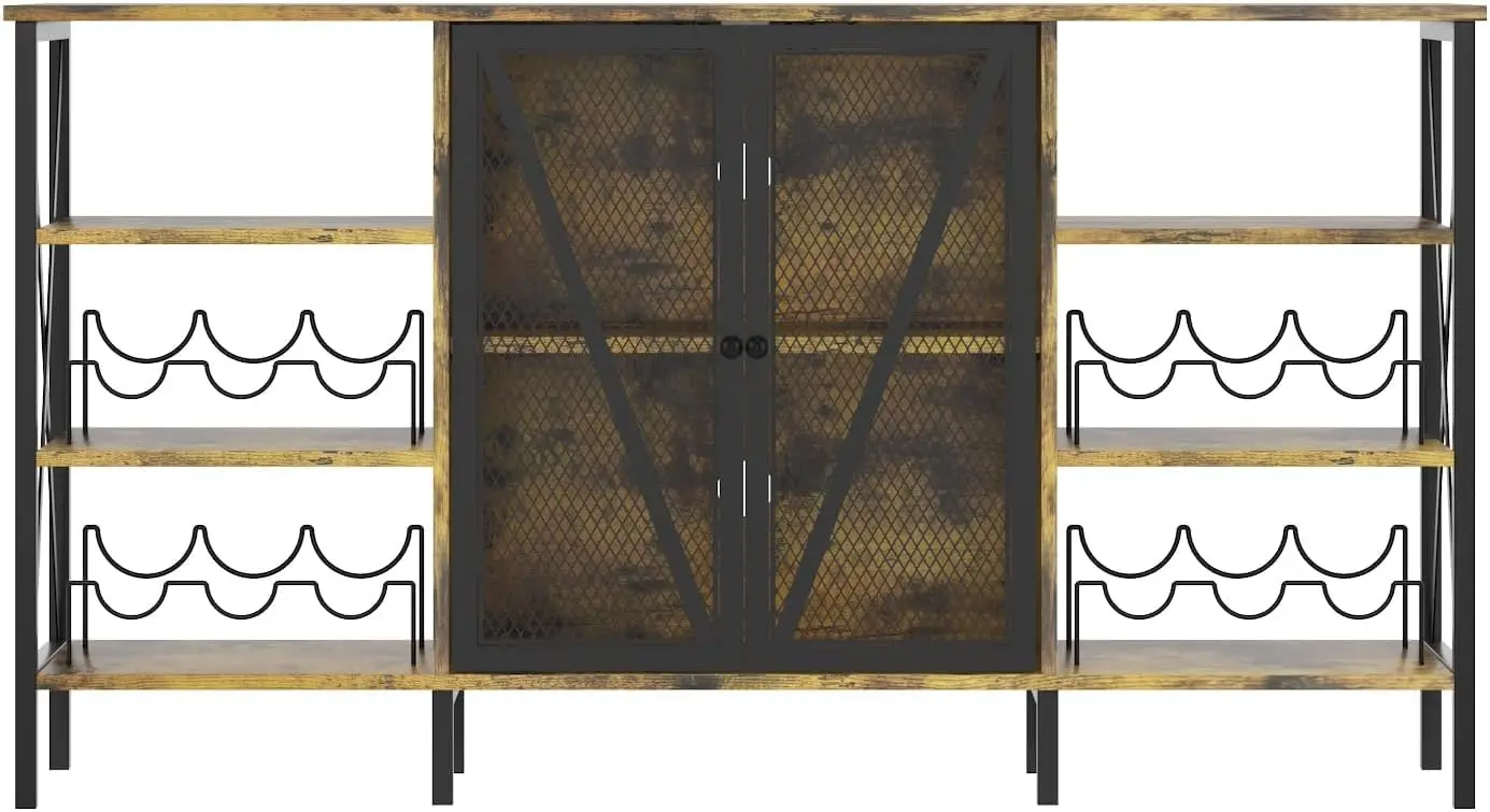 55" Bar Cabinet With LED Light, Wine Rack & Mesh Door, Large Capacity Modern Wine Station For Living Room Kitchen Bar
55" Bar Cabinet With LED Light, Wine Rack & Mesh Door, Large Capacity Modern Wine Station For Living Room Kitchen Bar
