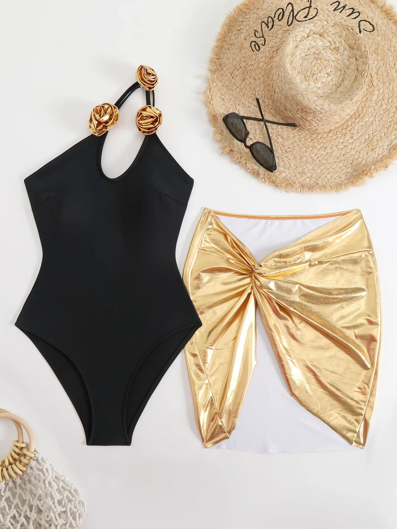Vintage 3D Flower Black Women's Swimsuit Sexy One Shoulder Cut Out Pleate Skirt One Piece Swimwear Set Beach Bathing Suits 2025
Vintage 3D Flower Black Women's Swimsuit Sexy One Shoulder Cut Out Pleate Skirt One Piece Swimwear Set Beach Bathing Suits 2025