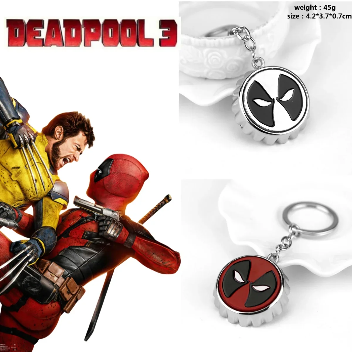 Marvel Deadpool 3 Cartoon Bottle Opener Movie Peripheral Pendant Key Chain Accessories Creative Small Gift Car Accessories
Marvel Deadpool 3 Cartoon Bottle Opener Movie Peripheral Pendant Key Chain Accessories Creative Small Gift Car Accessories