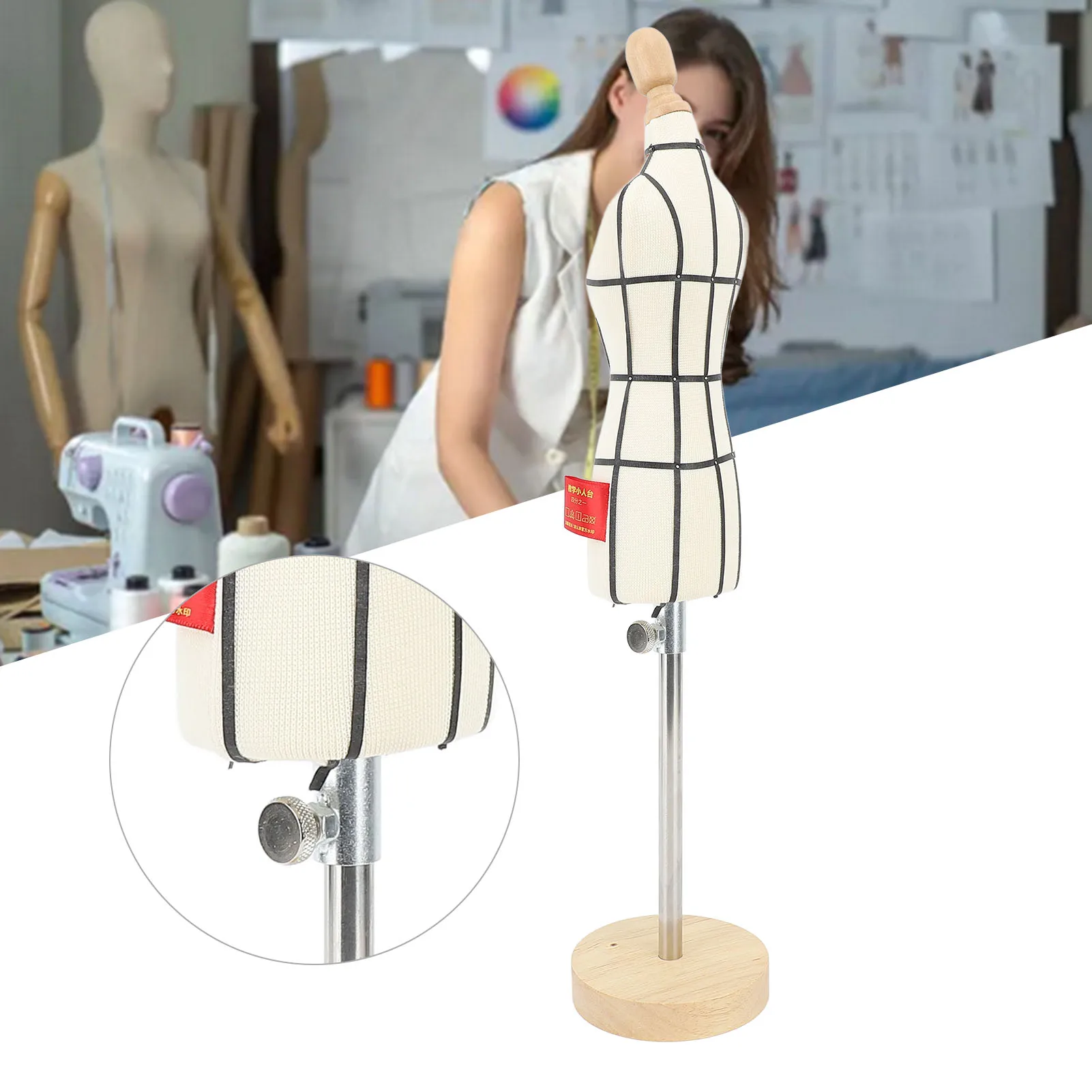 Miniature Dress Form With Stand Wood Base Sewing Mannequin Body Clothing Display Model For Dressmaking And Teaching 1/2 Size
Miniature Dress Form With Stand Wood Base Sewing Mannequin Body Clothing Display Model For Dressmaking And Teaching 1/2 Size
