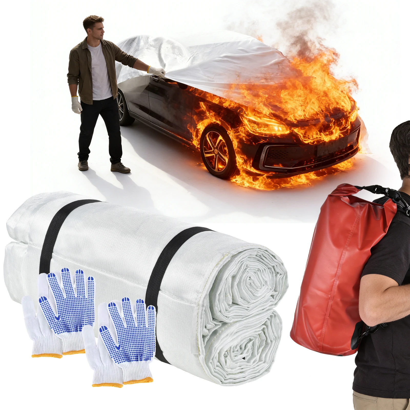 Large Fireproof Blanket 13.1x19.6 Ft, Heavy Duty Fiberglass Vehicle Fire Blanket, Flame Resistant Car Truck SUV Emergency Survival Safety Cover with Carry Bag for Garage Outdoor Urgent Rescue
Large Fireproof Blanket 13.1x19.6 Ft, Heavy Duty Fiberglass Vehicle Fire Blanket, Flame Resistant Car Truck SUV Emergency Survival Safety Cover with Carry Bag for Garage Outdoor Urgent Rescue