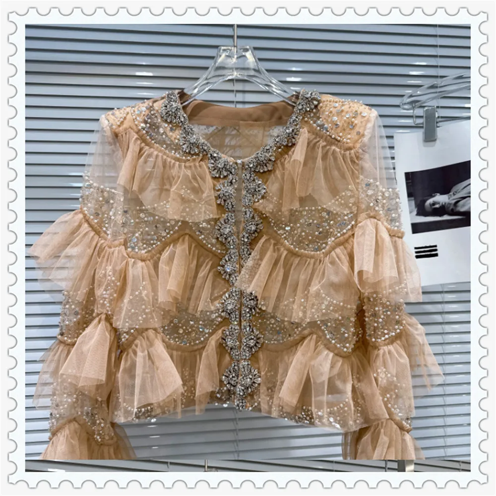 Lady Spring New Light Luxury Socialite Rhinestone Nail Bead Edge Pleated Edge Heavy Mesh Short Jacket For Women
Lady Spring New Light Luxury Socialite Rhinestone Nail Bead Edge Pleated Edge Heavy Mesh Short Jacket For Women