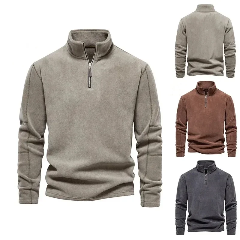 Fall Winter Warm Fleece Tops Men Sweatshirts Casual Long Sleeve Zipper Stand Collar Pullover Mens Fashion Solid Color Sweatshirt
Fall Winter Warm Fleece Tops Men Sweatshirts Casual Long Sleeve Zipper Stand Collar Pullover Mens Fashion Solid Color Sweatshirt