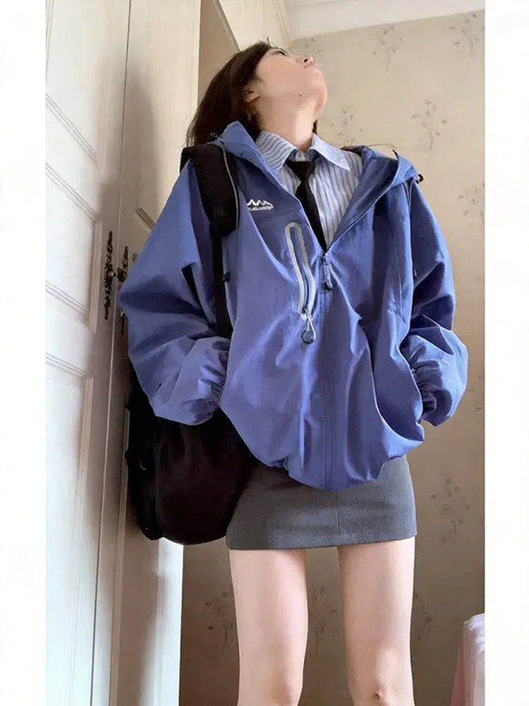 Spring 2026 Women's Loose Fit Outdoor Sports Jacket Thin Outerwear Top Windproof Blue Fleece Lined Hooded Zipper Closure
Spring 2026 Women's Loose Fit Outdoor Sports Jacket Thin Outerwear Top Windproof Blue Fleece Lined Hooded Zipper Closure
