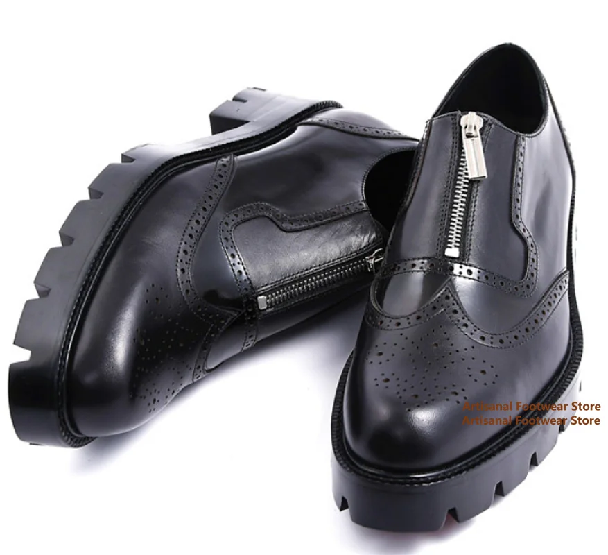 Men's Brogues Shoes Carved Front Zipper Genuine Leather Oxford Shoes British Style Men's Shoes Designer Wedding Dress Shoes 
Men's Brogues Shoes Carved Front Zipper Genuine Leather Oxford Shoes British Style Men's Shoes Designer Wedding Dress Shoes