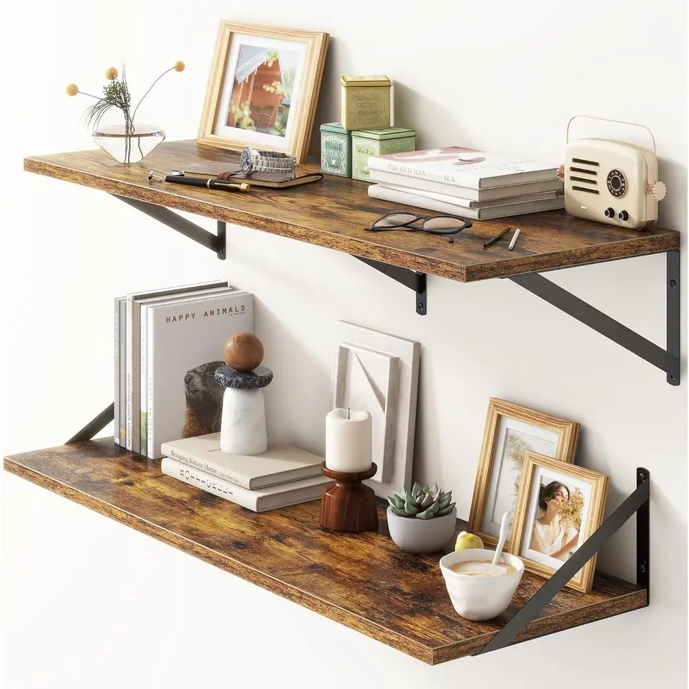 36 Wide x 12 Deep Rustic Brown Floating Shelves Set of 2 for Books and Storage
36 Wide x 12 Deep Rustic Brown Floating Shelves Set of 2 for Books and Storage