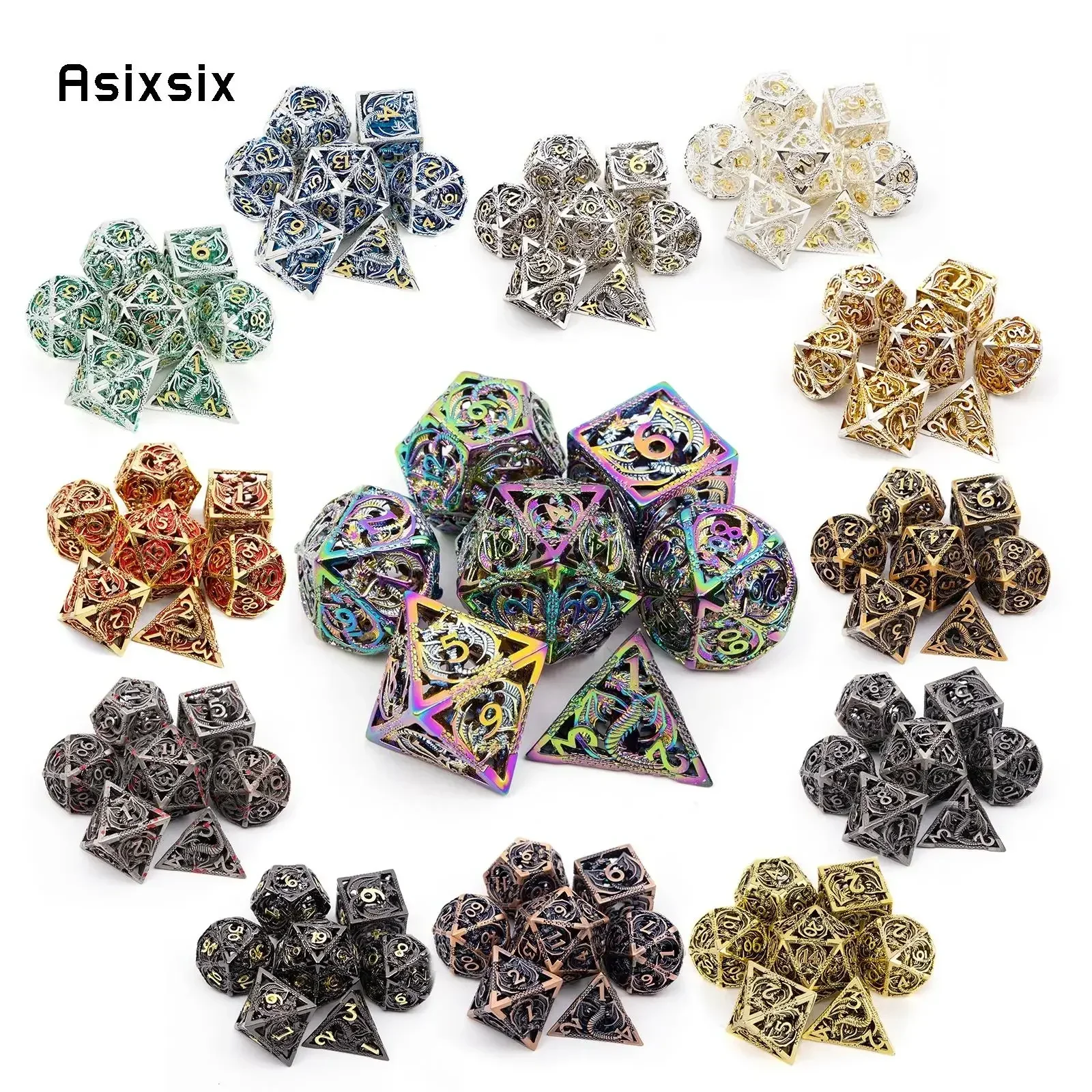 7 Pcs All Kinds Of Color Dragon Hollow Metal , Dnd Di Perfect For Card Games Board Games For Critical Role, Rpgs, D&D
7 Pcs All Kinds Of Color Dragon Hollow Metal , Dnd Di Perfect For Card Games Board Games For Critical Role, Rpgs, D&D