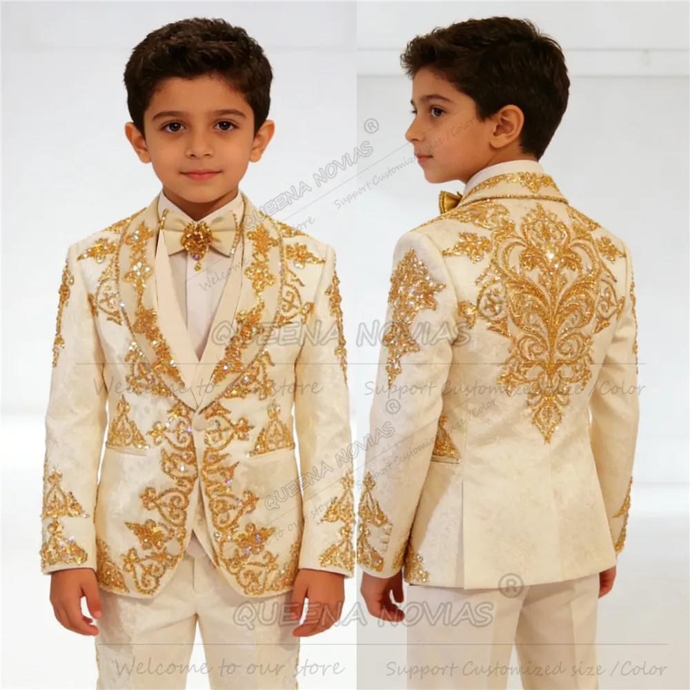 Brilliant Beading Crystals Boy Suits For Wedding Shawl Lapel Prom Blazer Customized 3 Piece Set Kids Forma Party Tuxedos Attire
Brilliant Beading Crystals Boy Suits For Wedding Shawl Lapel Prom Blazer Customized 3 Piece Set Kids Forma Party Tuxedos Attire