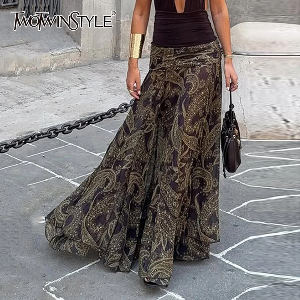 TWOTWINSTYLE Vintage Patchwork Printing Skirts for Women High Waist Spliced Elastic Pleated Luxurious Long Skirt Female Autumn
TWOTWINSTYLE Vintage Patchwork Printing Skirts for Women High Waist Spliced Elastic Pleated Luxurious Long Skirt Female Autumn
